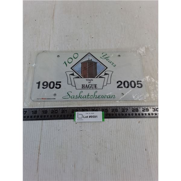 Centennial Novelty License Plate for Town of Hague 1905-2005