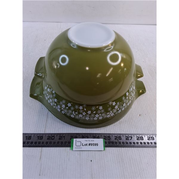 (2) Green Pyrex Mixing Bowls (4L "Spring Blossoms" & 2.5L Green)
