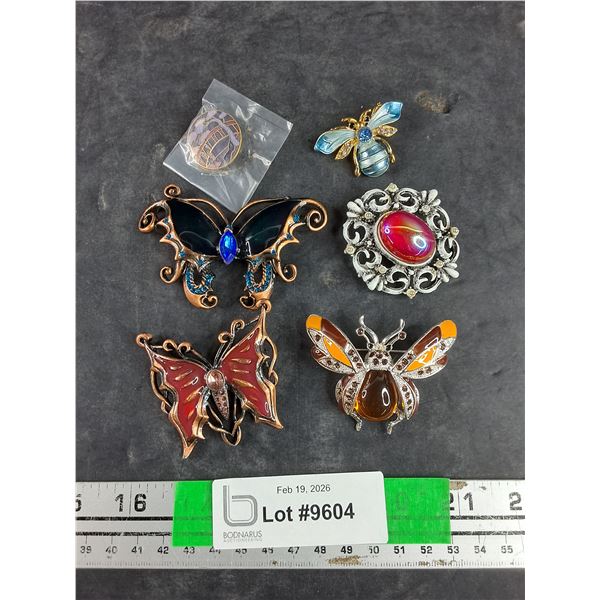 Assorted Brooches & Lapel Pin