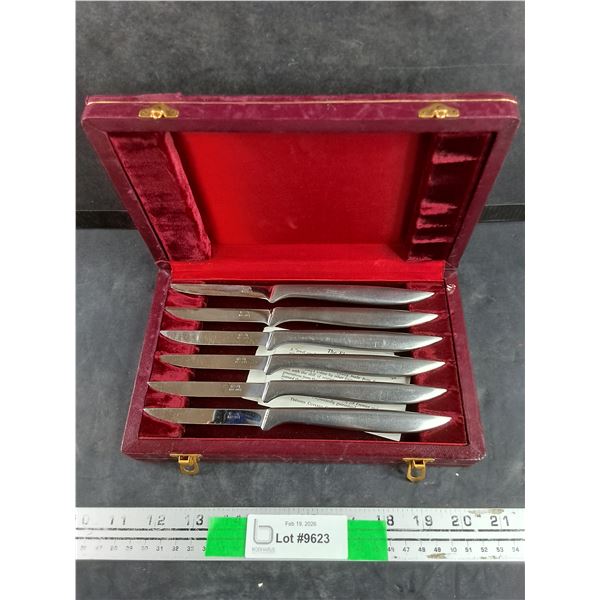 Premier Cutlery 6 Piece Steak Knife Set w/Leather Case, Made in Italy