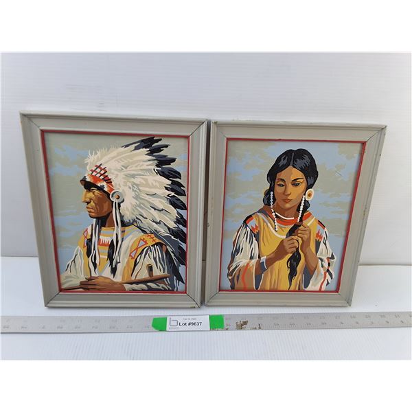 (2) Indigenous Style Framed Paintings 11.5" x 9.5"
