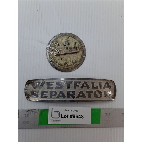 De Fehr & Westfalia Separator Decals Up to 5.75"