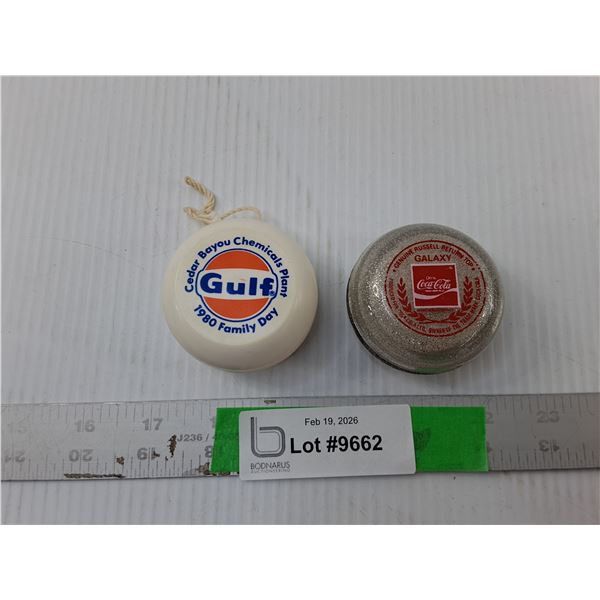 (2) Yoyos- Gulf & Coca-Cola (No String)