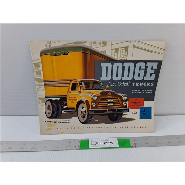 Vintage Dodge Truck J & K Model Advertising Booklet