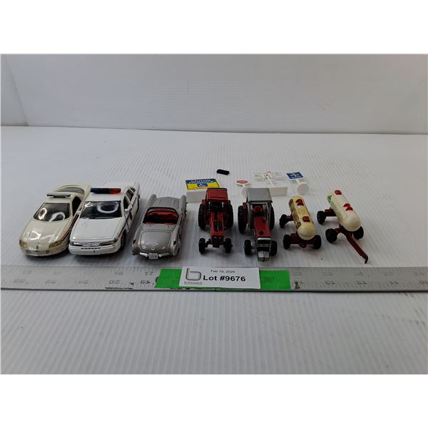 Die Cast Vehicles, Tractors, Plastic Traffic Signs, Tanker Trailers