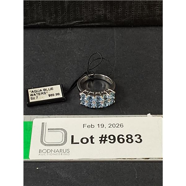 Fifth Avenue Collection "Aqua Blue Waters" Ring- Size 7