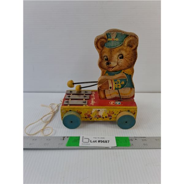 Vintage Fisher Price Tinky Teddy Musical Pull Toy