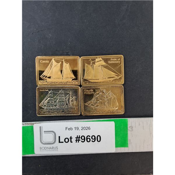 (4) Ships of the World Silver Ingots, Cannot Authenticate