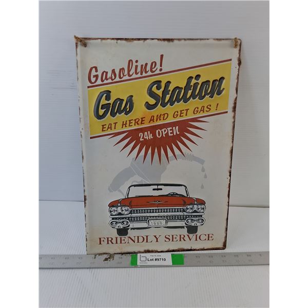 Metal Novelty Gas Station Sign 15.75" x 11", Pickup Preferred