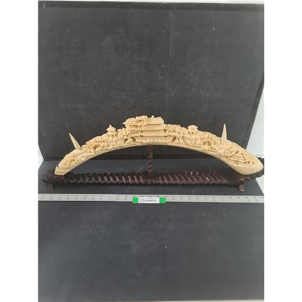 Carved Plastic Tusk w/ Stand, 29" Long - PICK UP ONLY
