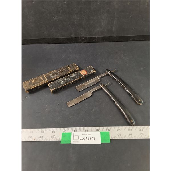 (2) Vintage Straight Razors w/ Cases, Kings Cross Razor, Special Wade & Butcher