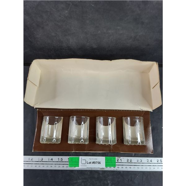 Vintage The Keg 4 Shot Glass Promo Set