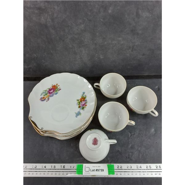 (4) Delcoronado Ceramic Plates & (4) Tea Cups - Made in Japan