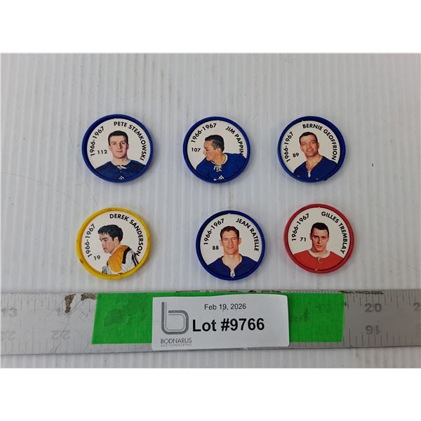 (6) 1966-67 NHL Hockey Coins