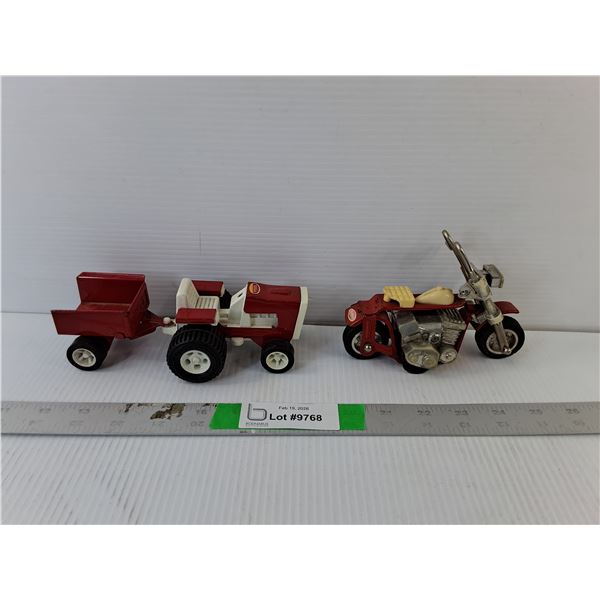 Vintage Die Cast Tonka Motorcycle & Tractor