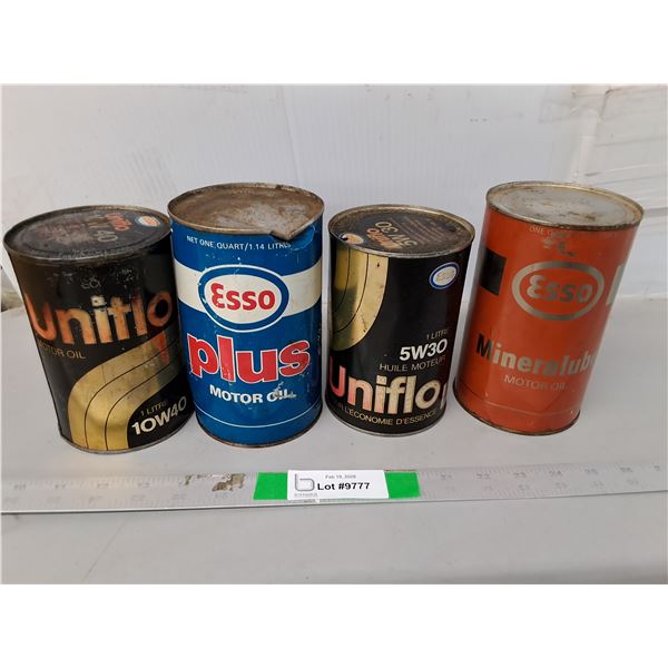 (4) Vintage Cans of Motor Oil- Three Full, Cannot Ship