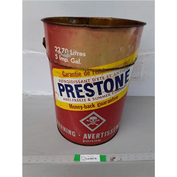 Vintage 5 Gallon Prestone Antifreeze Pail - PICK UP