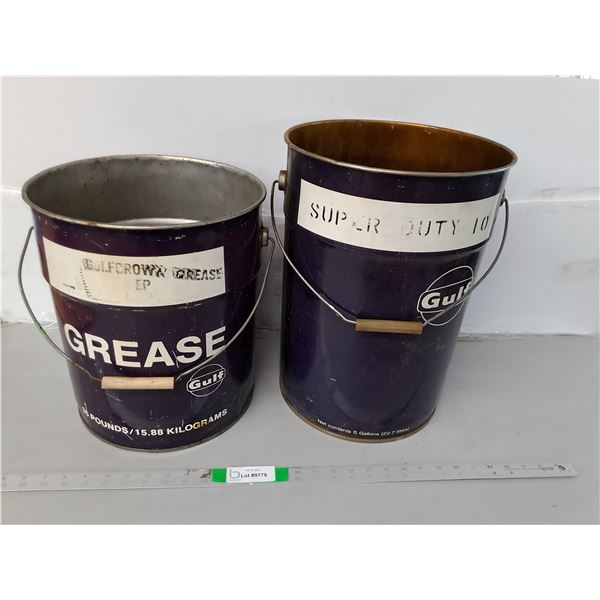 (2) Vintage Gulf Pails Up to 5 Gallons - PICK UP