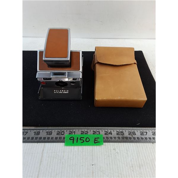 Vintage Polaroid SX-70 Land Camera w/Leather Tote - Untested, As is