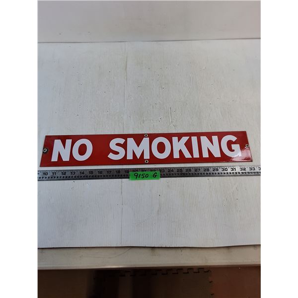 Vintage Enameled Service Station "No Smoking" Sign - 24" x 4"