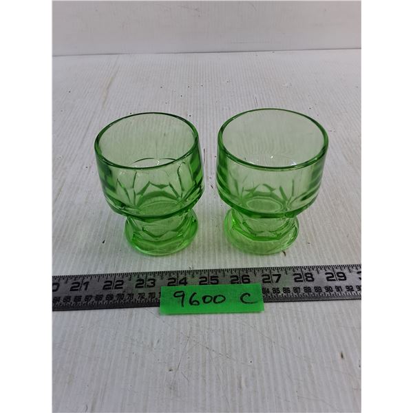Vintage Pair of Anchor Hocking "Georgian Green" Tumblers