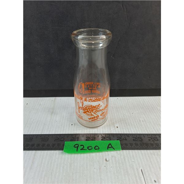 Vintage Glass "Johnstone" Milk Bottle (From Moose Jaw SK )