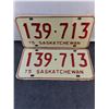 Image 2 : (7) Vintage Saskatchewan License Plates- 2 are Pairs