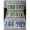 Image 4 : (7) Vintage Saskatchewan License Plates- 2 are Pairs