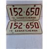 Image 2 : (2) Pairs of Saskatchewan License Plates and (2) Single Plates