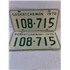 Image 2 : (2) Pairs of Saskatchewan License Plates and (2) Single Plates