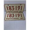 Image 3 : (2) Pairs of Saskatchewan License Plates and (2) Single Plates