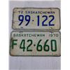 Image 4 : (2) Pairs of Saskatchewan License Plates and (2) Single Plates