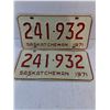 Image 2 : (2) Pairs of Saskatchewan License Plates and (2) Single Plates