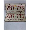 Image 3 : (2) Pairs of Saskatchewan License Plates and (2) Single Plates