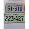 Image 4 : (2) Pairs of Saskatchewan License Plates and (2) Single Plates