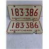 Image 2 : (2) Pairs of Saskatchewan License Plates and (2) Single Plates,Ride On Plate