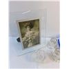 Image 2 : Glassware- Candle Holder, Picture Frame, Barrel, Misc Tupperware