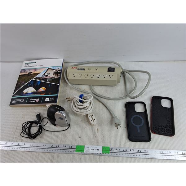 Saskatoon City 2025/2026 SaskTel Phonebook, Surge Arrest Protector, Vertical Mouse, iPhone Case