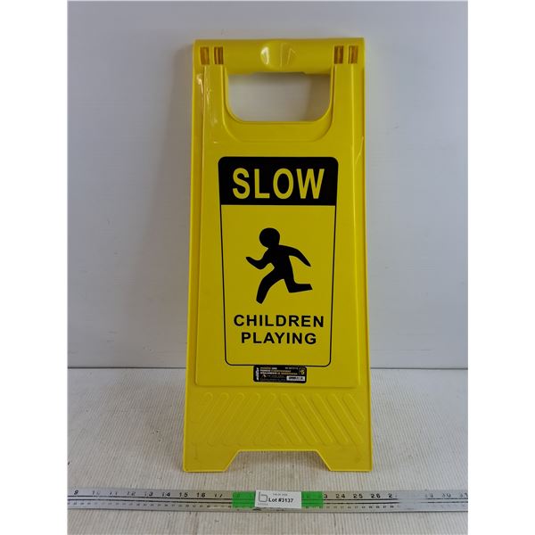 Slow Children Playing Warning Floor Sign 24" x 11" - PICK UP