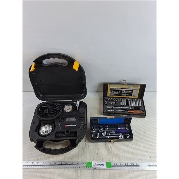 Coleman Powermate Air Compressor - As Is, Ratchet Wrench & Socket Sets