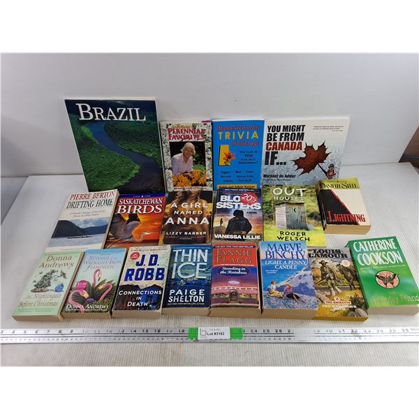 Assorted Books - Saskatchewan Trivia Challenge, Donna Andrews, Paige Shelton, Roger Welsch