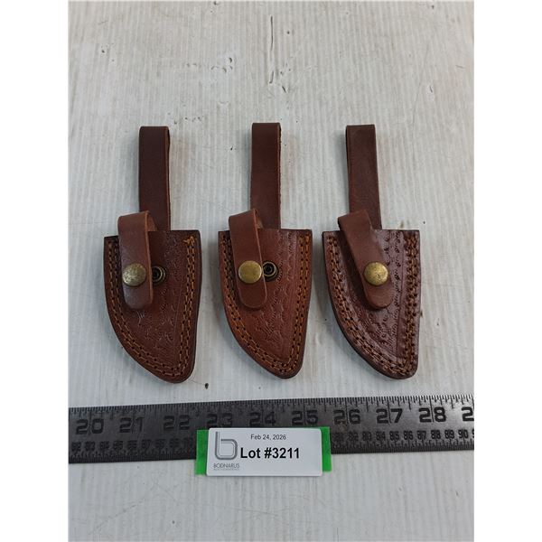 (3) New Leather Knife Sheaths - Covers 3.5" Blade Approx