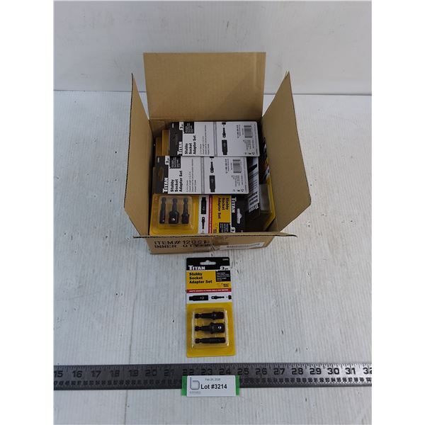 NIB Box of 20 Titan 3-Piece Stubby Socket Adapter Sets