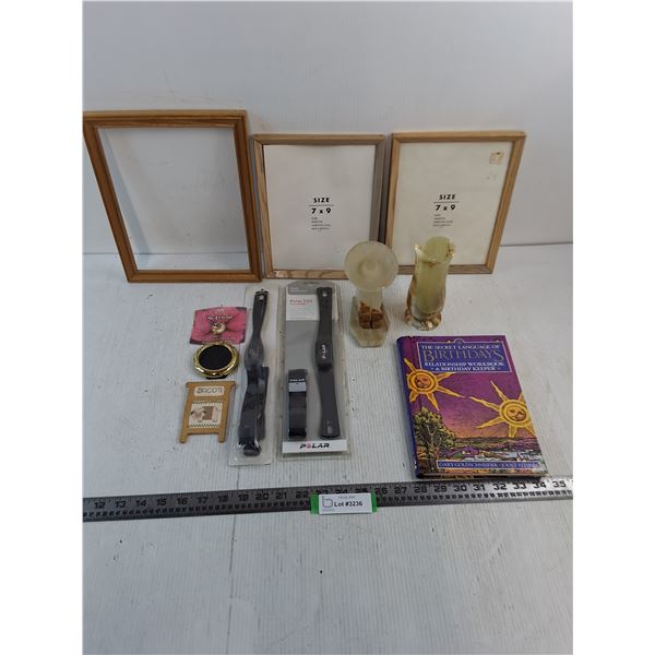 Onyx Bookend & Vase, Birthdays Book, Polar Transmitters, Picture Frames, Misc.