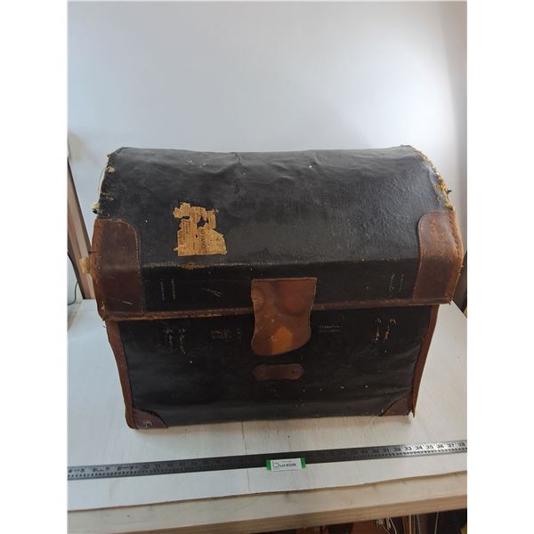 * Vintage Storage Trunk w/Leather Reinforcement - 27x19x23" - Cannot Ship