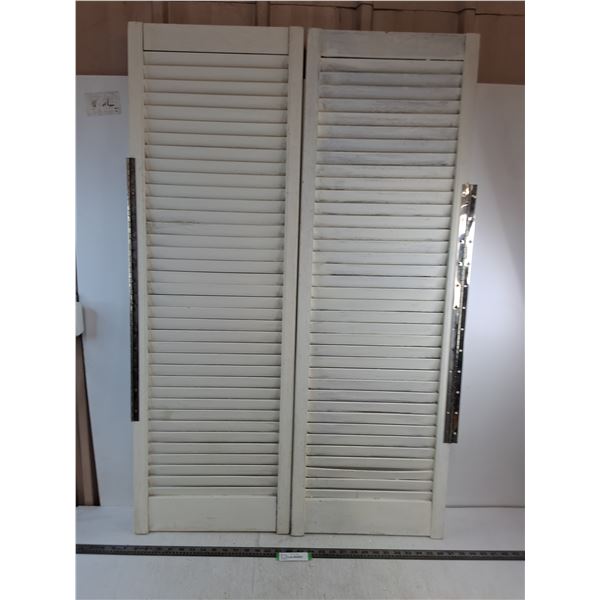 Pair of Wooden Window Shutters - 15" x 46" Each - Pickup Only