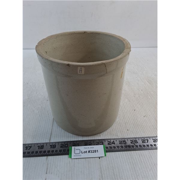 Vintage Stoneware Crock - 7" High x 7.5" Diameter