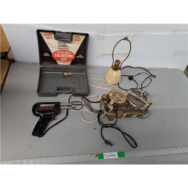 Vintage Soldering Kit, Clock & Lamp 12.5"- All Power On, Bulb Not Included - PICK UP