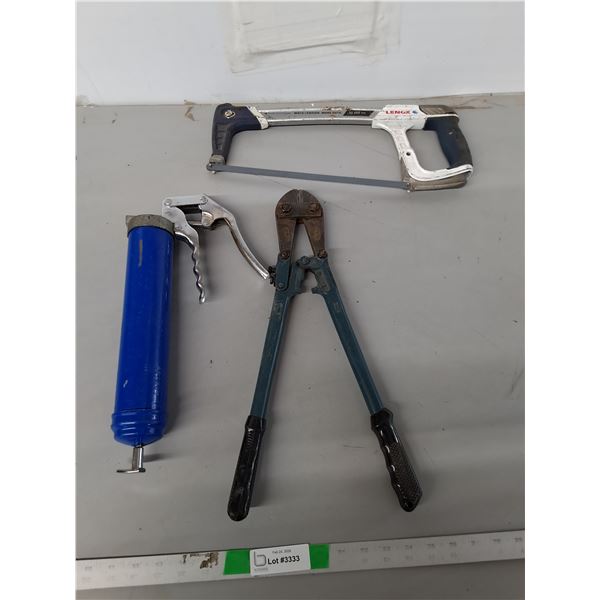 Bolt Cutters, Greasegun & Hacksaw 16"