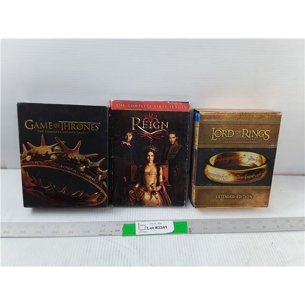 DVDs/Blu Rays- Lord of the Rings Trilogy, Reign, Game of Thrones